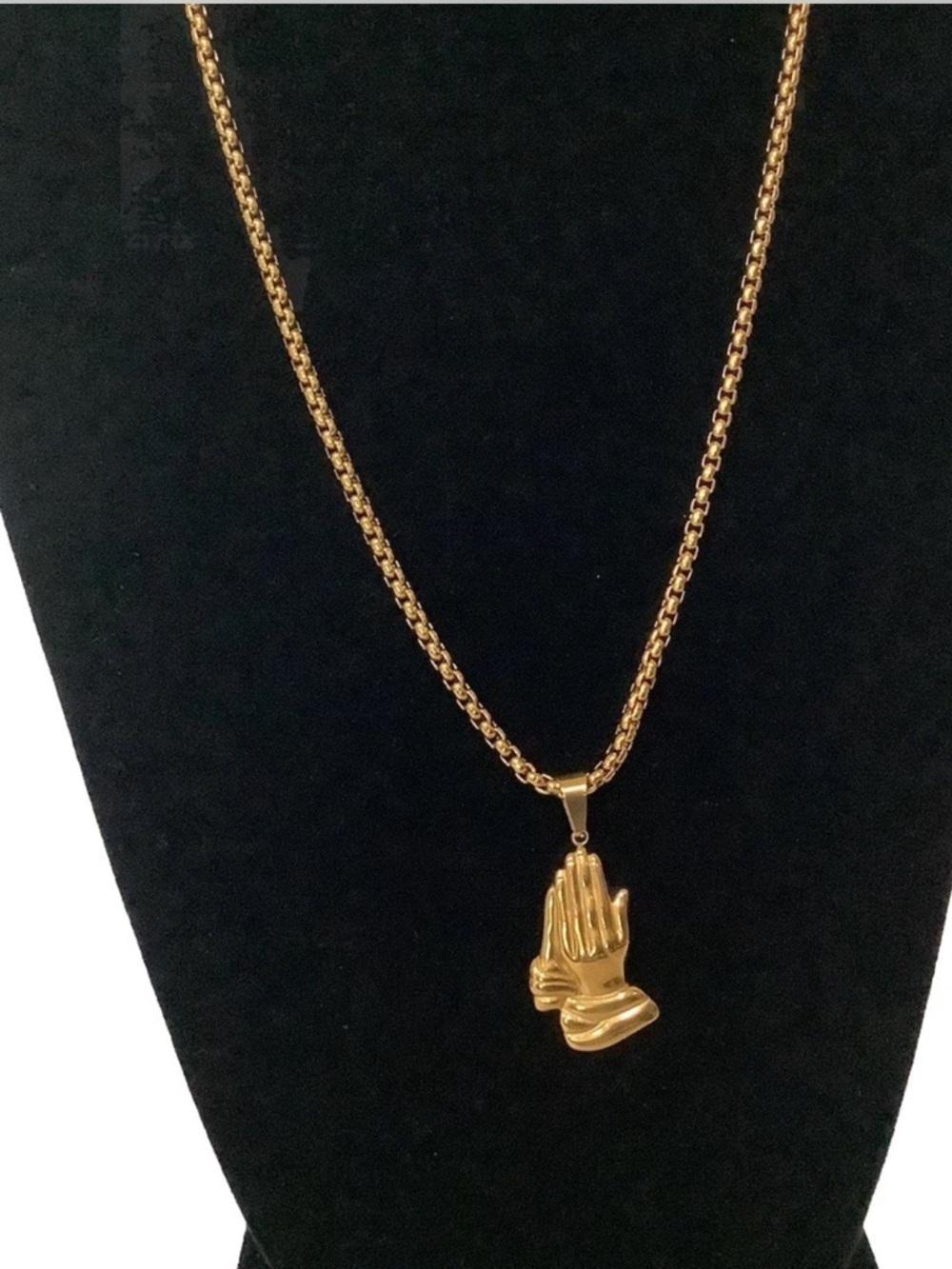 Anthony Jacobs Men's 18K Goldplated
Stainless Steel Praying Hands Necklace
24"